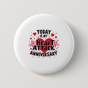Open Heart Diseases Heart Attack Anniversary Surge 2 Inch Round Button