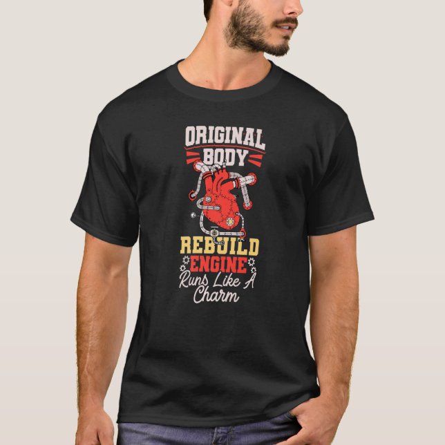 Open Heart Surgery Bypass Awareness Heart Original T-Shirt (Front)