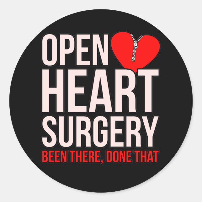 Open Heart Surgery Heart Disease Awareness Survivo Classic Round Sticker (Front)
