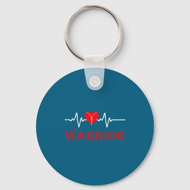Open Heart Surgery Recovery Survivor Heart Warrior Keychain (Front)