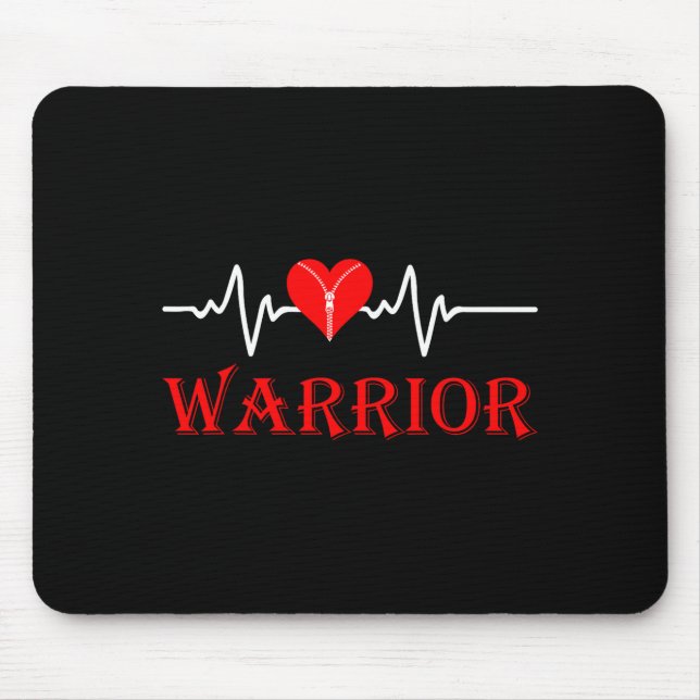 Open Heart Surgery Recovery Survivor Heart Warrior Mouse Pad (Front)