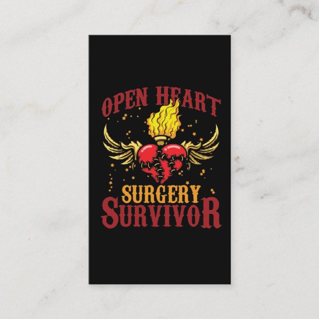 Open Heart Surgery Survivor Bypass Heart Disease Business Card (Front)