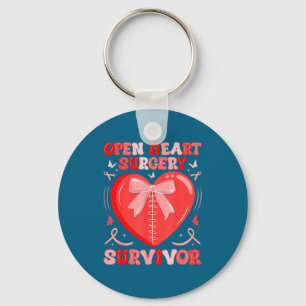 Open heart surgery survivor warrior heart disease keychain
