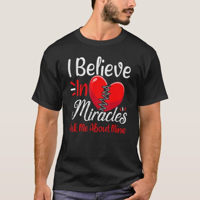 Open Heart Surgery Warrior  Heart Awareness Heart  T-Shirt (Front)
