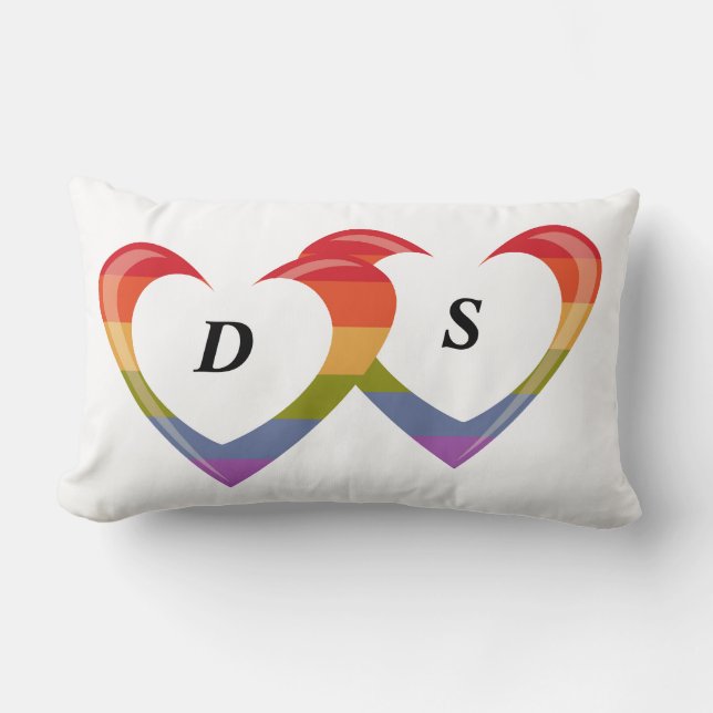 Open Hearts - Monogram Lumbar Pillow (Front)
