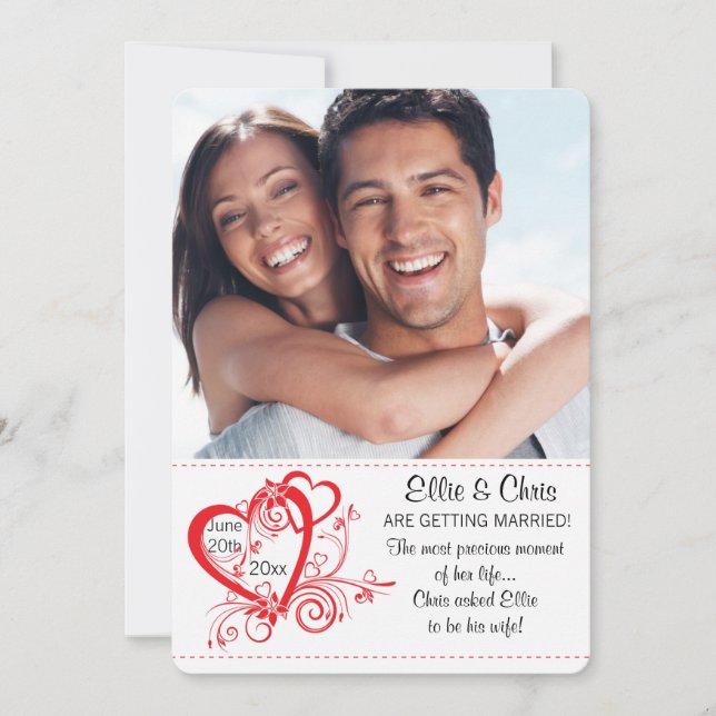 Open Hearts Photo Fiançailles Faire-part (Devant)