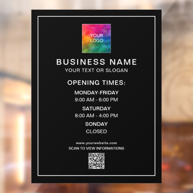 Open Hours Business Logo QR Code Phone Template Window Cling (Sheet 2)