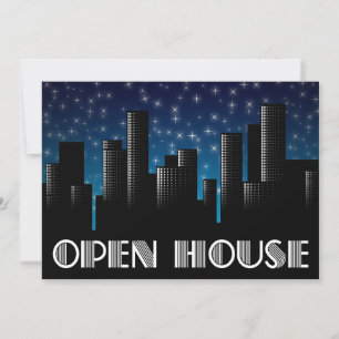open house announcement : cityscape night sky