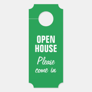 Open House custom real estate red green reversible Door Hanger
