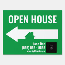 Open House Directional Sign - 18x24 - Green Custom