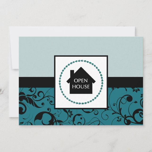 open house faire-part : damas professionnel (Devant)