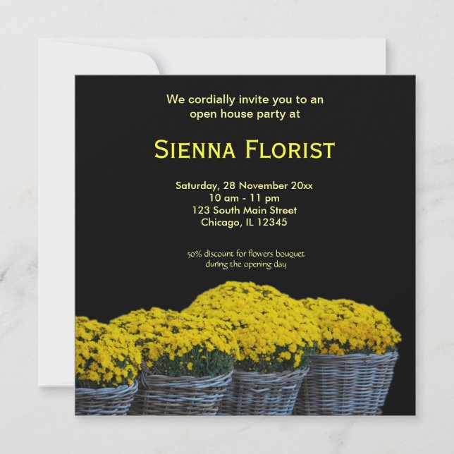 Open House Florist business Invitation (Front)
