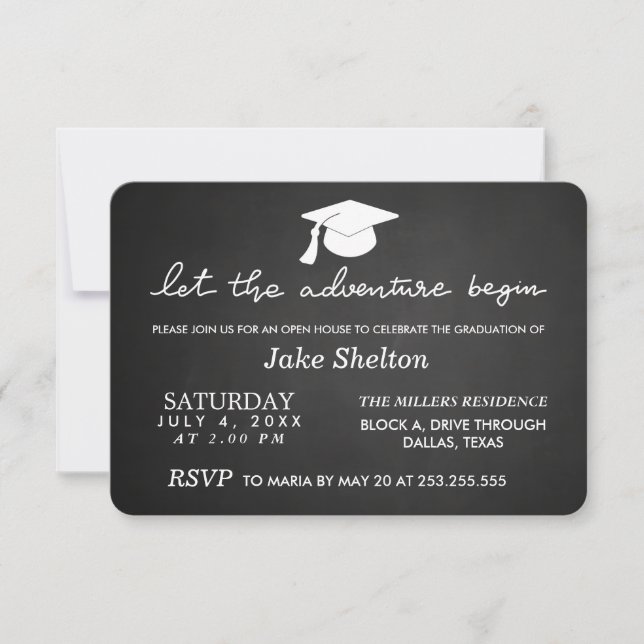 Open House Graduation Let The Adventure Begin Invitation (Front)