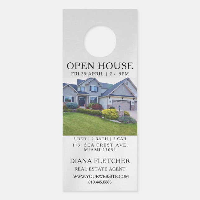 Open House Invitation Real Estate Farming Door Han Hanger (Front)