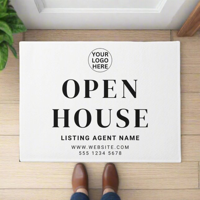 Open House l Real Estate Black & White Welcome Doormat (Creator Uploaded)
