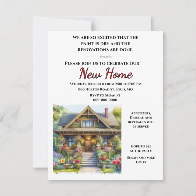 Open House New Home Party Event  Invitation (Front)