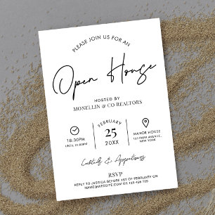 Open House Real Estate Minimalist Black & White Invitation
