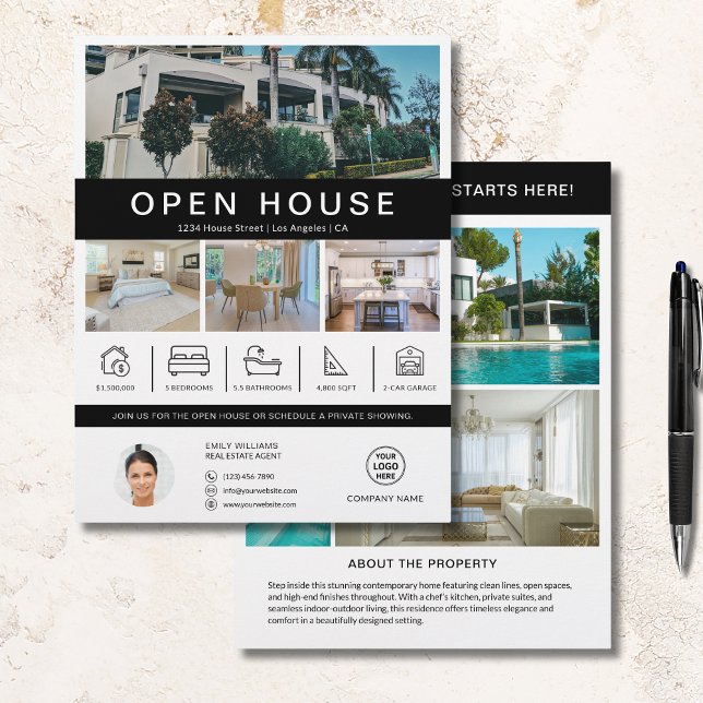 Open House Real Estate Realtor Custom Logo Flyer (Open House Real Estate Realtor Custom Logo)