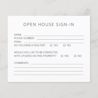 Open House Sign-In Sheet