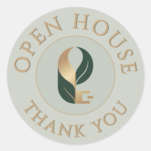 Open House Thank You Seal Logo Sticker Sage + Gold (Front)