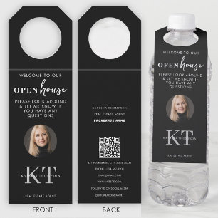 Open Houses & Real Estate Agents Photo Black Bottle Tag