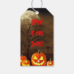 Open if you dare Creepy graveyard Halloween Gift T Gift Tags