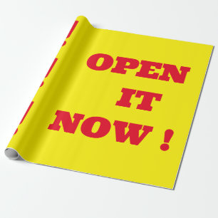 OPEN IT NOW GIFT PACKAGING YELLOW RED WRAPPING PAPER