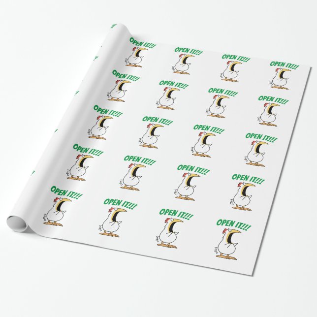 OPEN IT! Shouting Chicken Wrapping Paper (Unrolled)