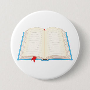 Open Lined Book Red Bookmark 3 Inch Round Button