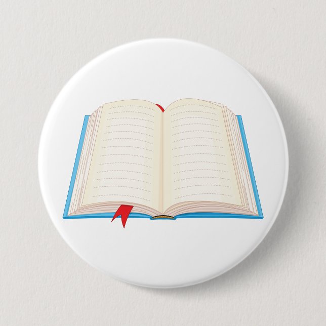 Open Lined Book Red Bookmark 3 Inch Round Button (Front)