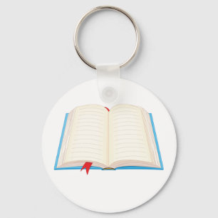 Open Lined Book Red Bookmark Keychain