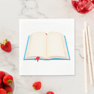 Open Lined Book Red Bookmark Napkin