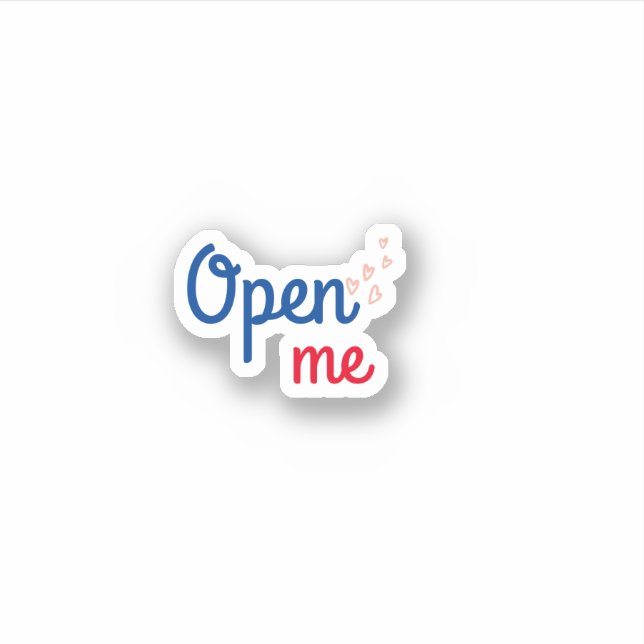 Open Me trendy small business sticker (Front)