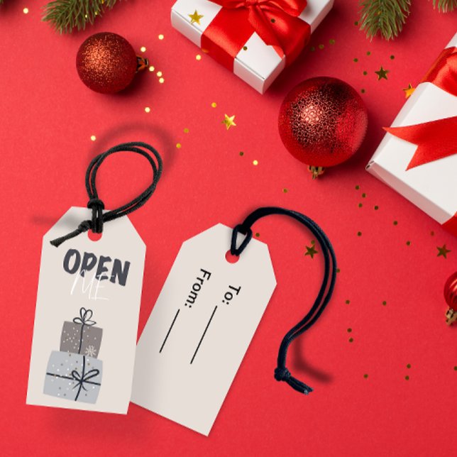 Open me! Watercolor present Christmas gift tag (Open me! Christmas gift tag)