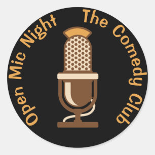 Open Mic Night Customized Classic Round Sticker
