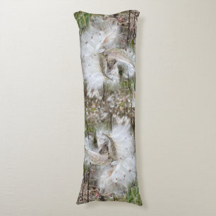 Open Milkweed Pods Seeds with Silk Body Pillow