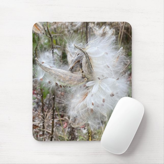 Open Milkweed Pods | Seeds with Silk | Mouse Pad (With Mouse)