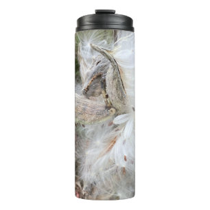 Open Milkweed Pods   Seeds with Silk   Thermal Tumbler