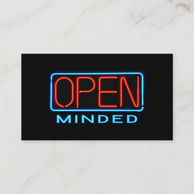 Open Minded Neon Sign Business Card (Front)