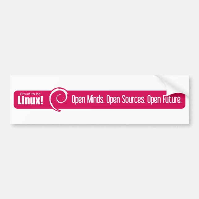 Open Minds, Open Sources, Open Future - Debian Bumper Sticker (Front)