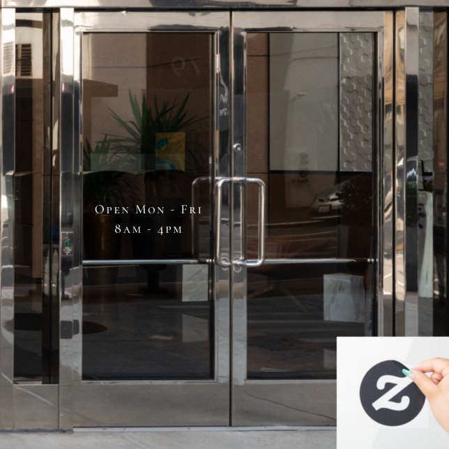 Open Monday Through Friday Angled Dash Business Window Cling (Office Door)