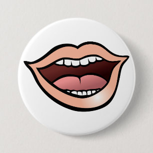 Open Mouth Lips Teeth Tongue 3 Inch Round Button