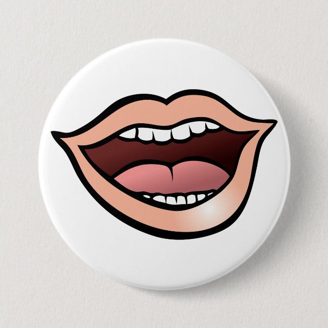 Open Mouth Lips Teeth Tongue 3 Inch Round Button (Front)