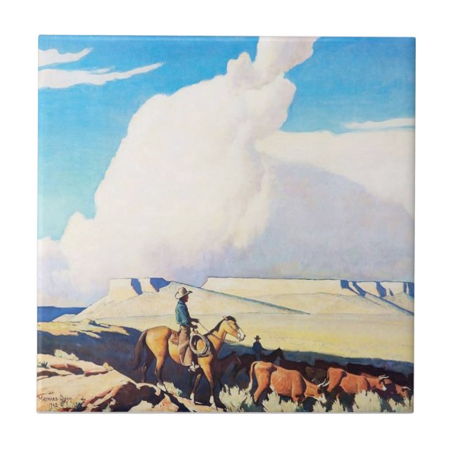 “Open Range” Western Art by Maynard Dixon Tile (Front)