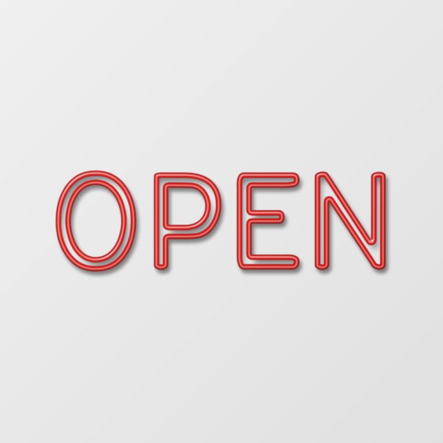 OPEN Red Neon Window Cling (Sheet)