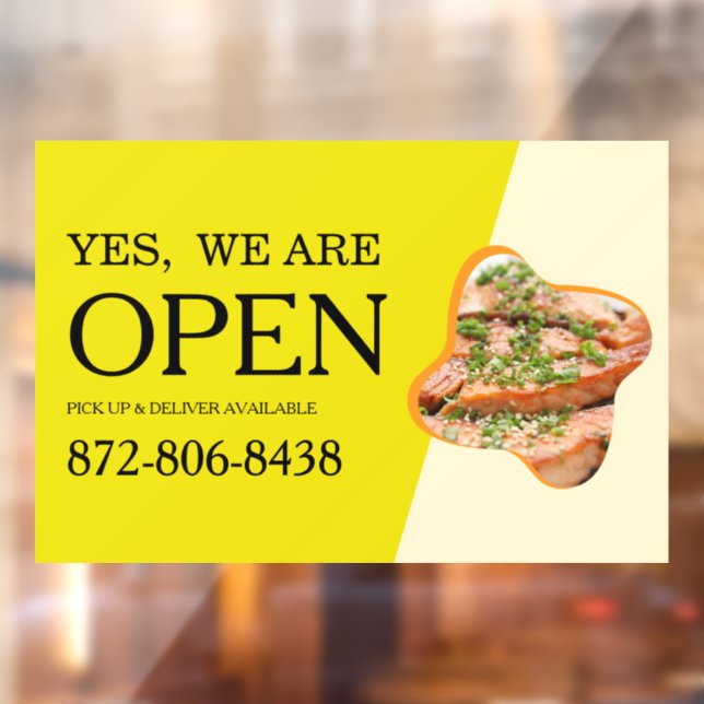 Open Restaurant Custom Window Cling (Sheet 2)
