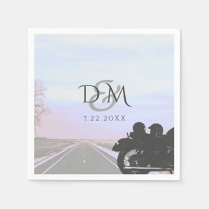 Open Road Motorcycle Wedding Reception Cocktail Napkin