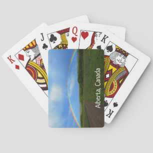 Open Road Through Green Field Alberta Rainbow Playing Cards