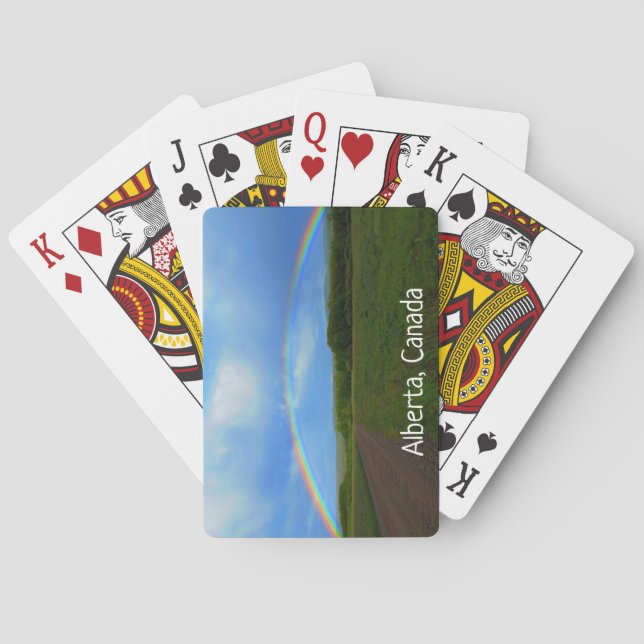 Open Road Through Green Field Alberta Rainbow Playing Cards (Back)