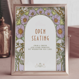 Open Seating Sign Vintage Art Nouveau by Mucha
